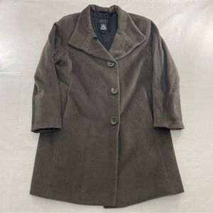 Hilary Radley Coat Womens 12 Brown Alpaca Wool Blend Long Overcoat Lined Winter